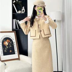 Winter Light-Weight Suit Jacket And Skirt Two-Piece Set
