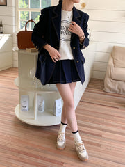 Metal Button Sequin Tweed Blazer