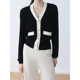 V-neck Button-front Closures Long Sleeves Cardigan