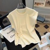 Asymmetrical Ruched Top with Decorative Pin