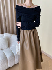 One-shoulder knitted sweater