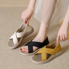 Soft Cross Leather Sandals