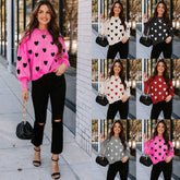 Love heart pattern pullover sweater