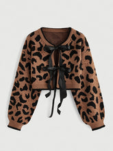 Leopard Bow Tie Knit Top