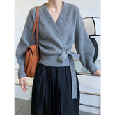 Creamy Flatwhite Wrap Tied Cardigan