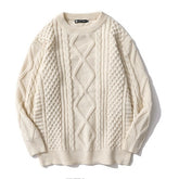 RETRO DIAMOND TWIST ROUND NECK SWEATER FOR MEN AND WOMEN