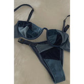 Patchwork Bandage Swimsuit Bikini with Belt Swimwear Swimsuit Separates Swimwear Two Piece Side Straps Bathing Suit