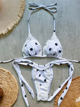Polka Dot Lace Splicing Bikini Two-pieces Bikini Set Halter