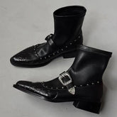 Punk-Style Rivet Ankle Boots