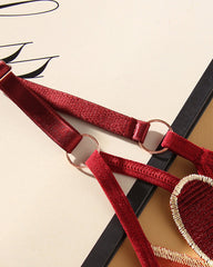 Heart Embroidered Sheer Mesh Thong