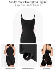 Women's Modal Sleeveless Backless Long Dress with Built-in Shapewear