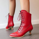 Retro Cross Lace Ankle Boots