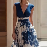 Ladies Elegant Cocktail Party Dresses Sexy V Neck Sleeveless Slim Fit Commuter Dresses