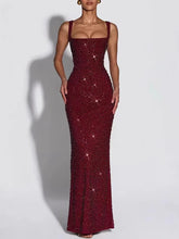 Evening Gown Slips Sleeveless Straps Hip Hugging Slim Fit Sequin Dresses