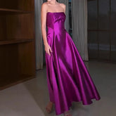 Sexy Strapless High Waist Satin Dresses