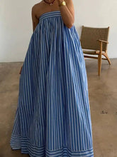 Striped Strapless Bandage Backless Dresses