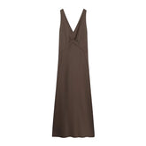 Wide Straps V Neck Satin Long Dresses