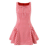 Chic Sexy Sleeveless O Neck Plaid Dresses