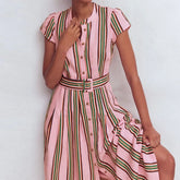 Striped Printed Split Long Dresses