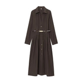 High Quality Elegant With Belt Long Shirt Dresses