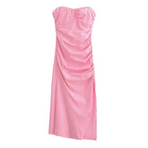 Sexy Ruched Strapless Midi Dresses