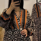 Geometric Pattern Printed Loose Robe Dresses