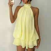 Simple Solid Color Halter Slim Mini Dresses