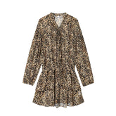 Spring Vintage Animal Print Ruffle Mini Dresses