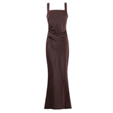 Sexy Spaghetti Straps Slim Fit Long Dresses For Lace Up Back Elegant Evening Party Dresses