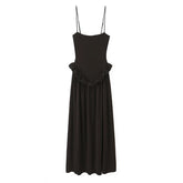 Dark Brown Spaghetti Strap Maxi Dresses