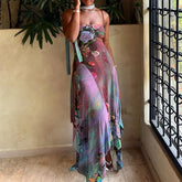 Vacation Sleeveless Slim Hem Long Dresses