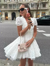 Summer Hollow Out Embroidery Slim White Mini Dresses