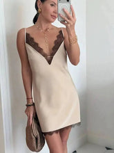 Casual V-neck Sleeveless Lace Patchwork Camisole Dresses