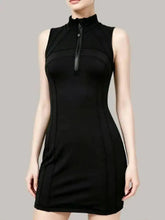 Casual High Neck Half Zipper Sleeveless Yoga Dresses