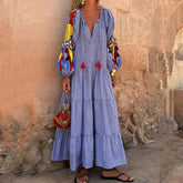 V-neck Lantern Sleeves Bohemian Dresses