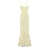 Spaghetti Straps Elegant Evening Party Long Dresses For Bandage Backless Sexy Slim Mermaid Dresses