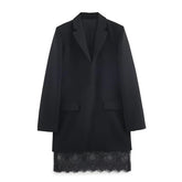 Lace Trim Black Blazer Dresses