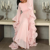 Spring Ruffle Design Long Dresses