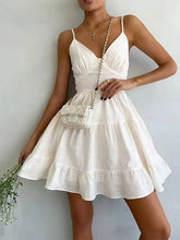 Sexy V-neck Sleeveless Spliced Waist Dresses