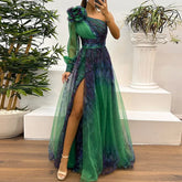 One Shoulder Sleeve Pleats Bridesmaid Dresses