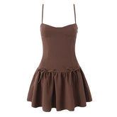 Sexy Coffee Spaghetti Straps Dresses