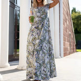 Bohemian High Waisted Party Dresses Floral Print Vacation Dresses