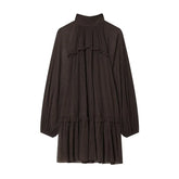 Long Sleeve High Neck Short Spring Dresses Female Casual Vestidos