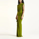 O-neck Sleeveless Split Maxi Dresses