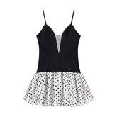 Polka Dot Patchwork Sling Mini Dresses