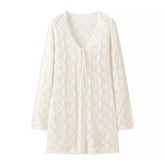 Long Sleeve V Neck Mini Knit Dresses Sexy Robe