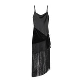 Tassel Patchwork Satin Sling Sexy Dresses
