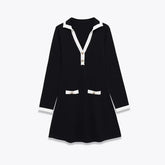 Spring Lapel Collar Long Sleeve A-line Soft Short Dresses