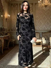 Printed Round Neck Long Sleeved Dresses