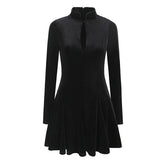 Stand Collar Velvet Vintage Dresses